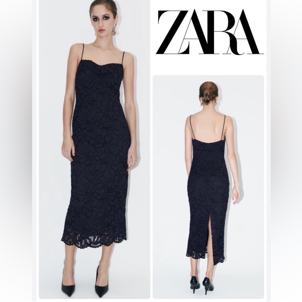 Zara Lace Beautiful Midi Dress - Picture 2 of 10